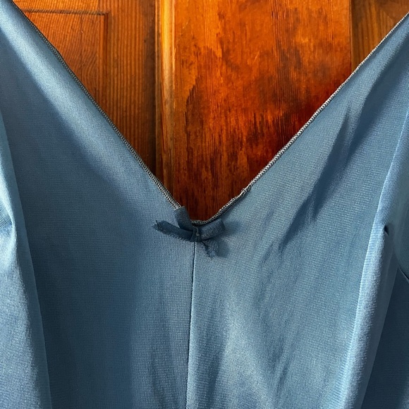 Vintage Blue Satin Slip Dress – Spaghetti Strap Midi 90s Lingerie Style Size S/M - Picture 3 of 7
